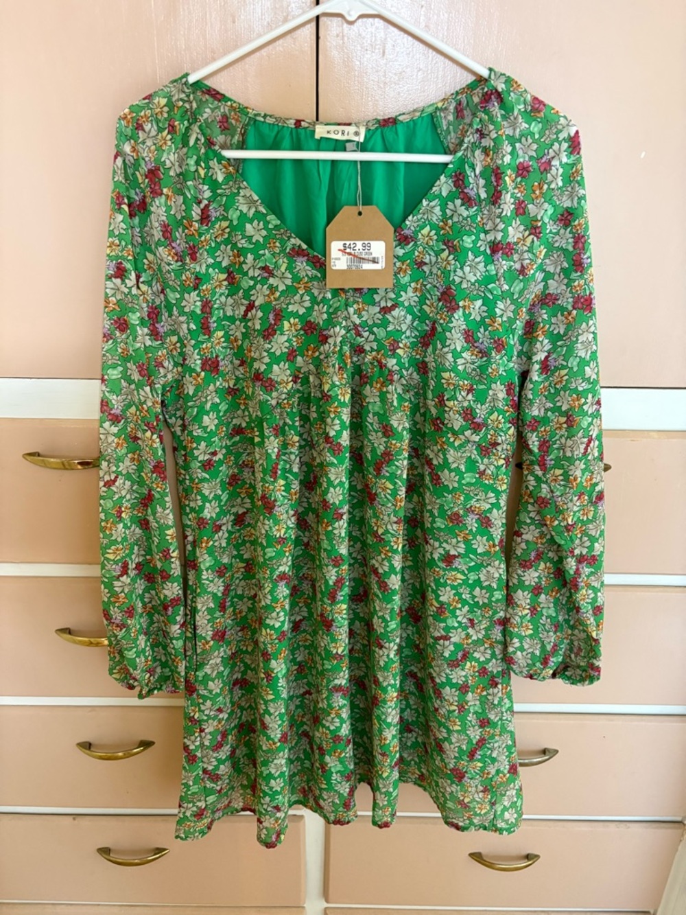 Kori Green Floral Long-Sleeve Dress Tunic